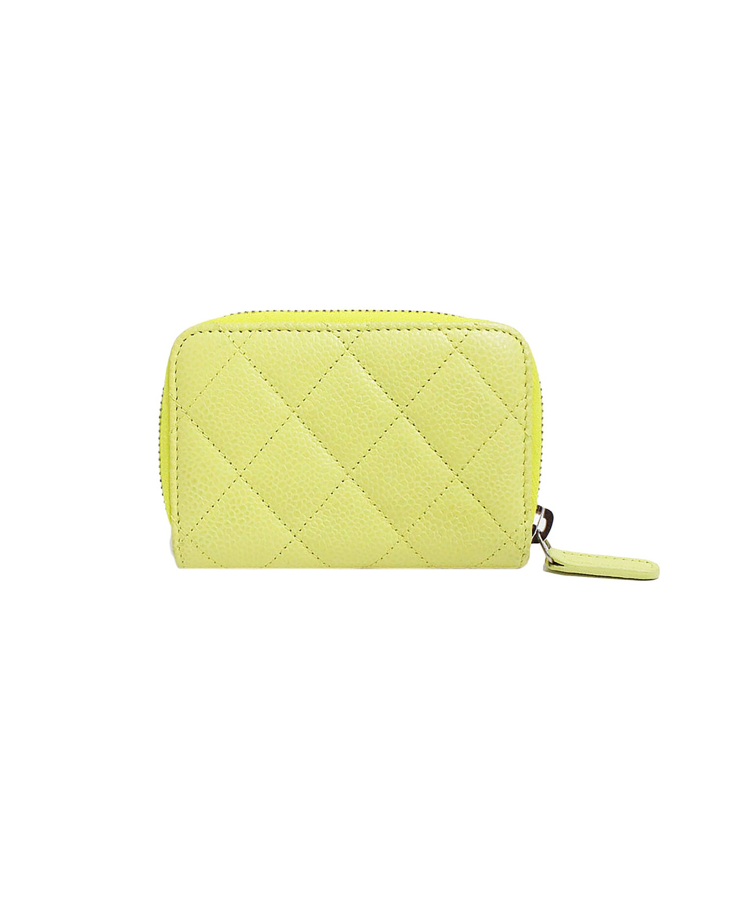 Chanel Soft Yellow Caviar Zip Wallet