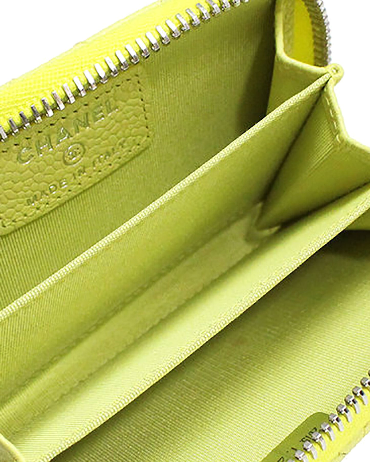 Chanel Soft Yellow Caviar Zip Wallet