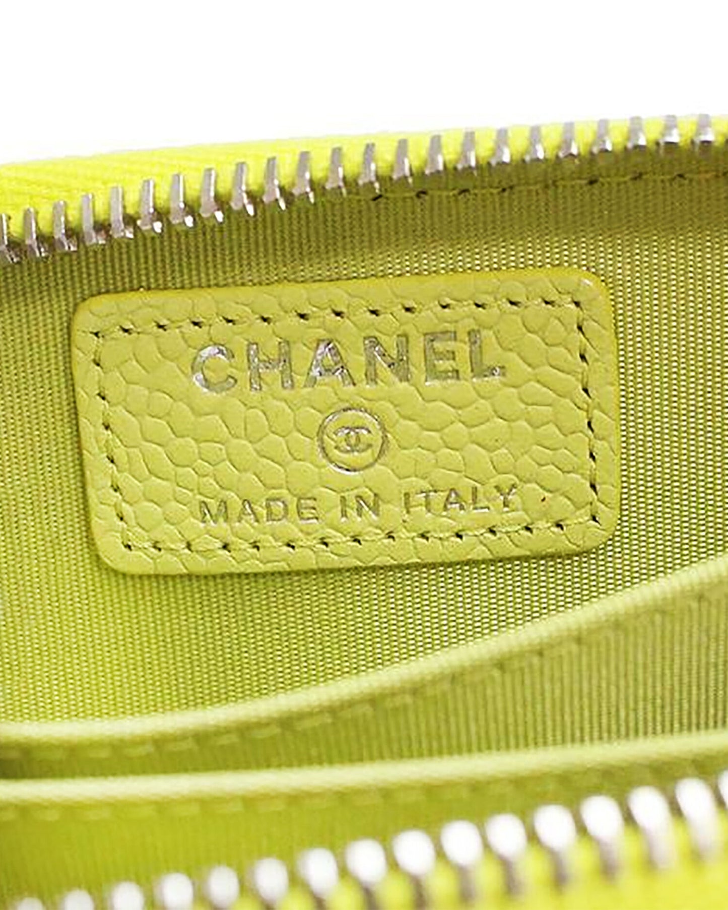 Chanel Soft Yellow Caviar Zip Wallet