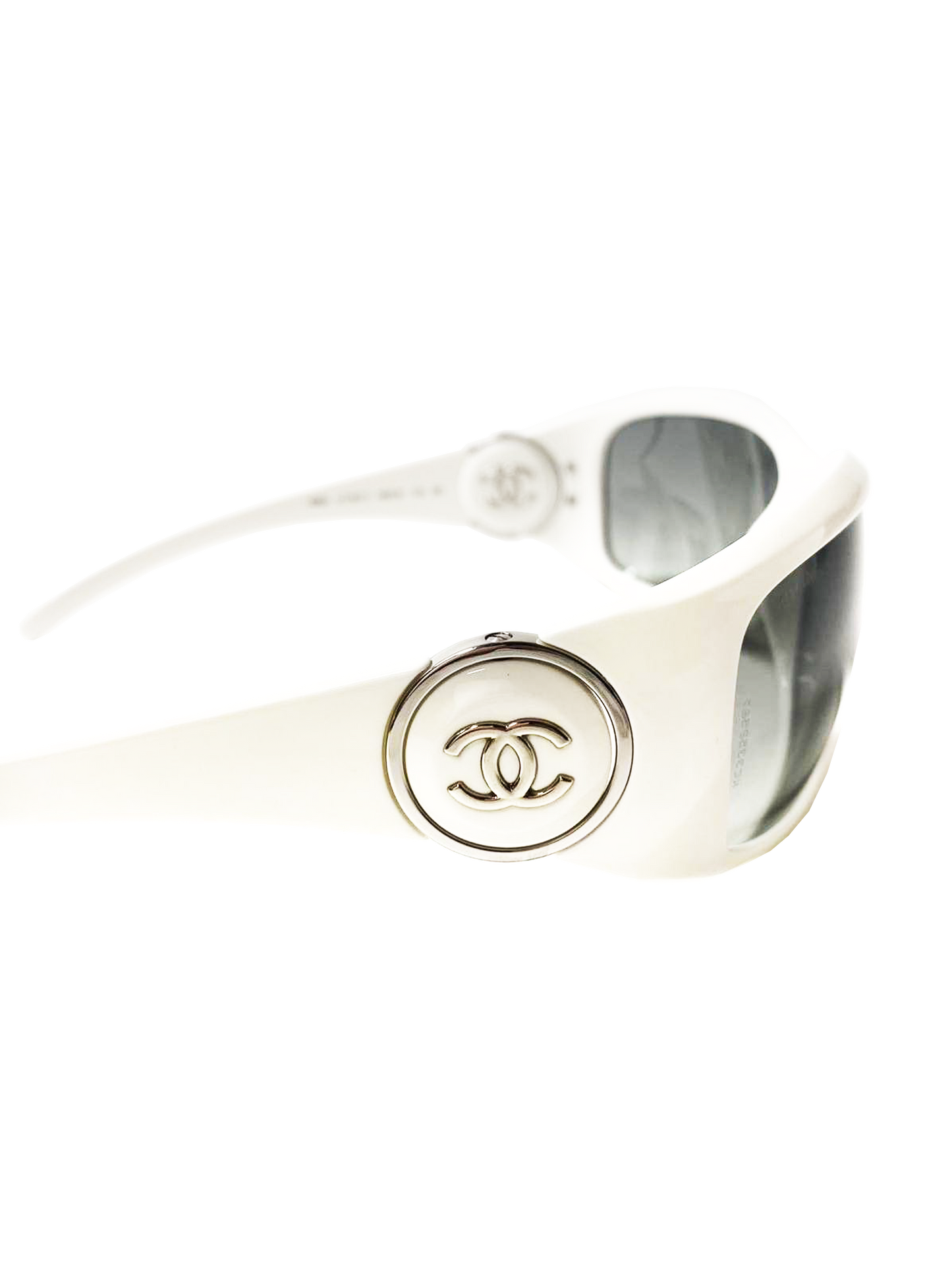 Chanel 2000s White Rectangle Ombre Lens Sunglasses