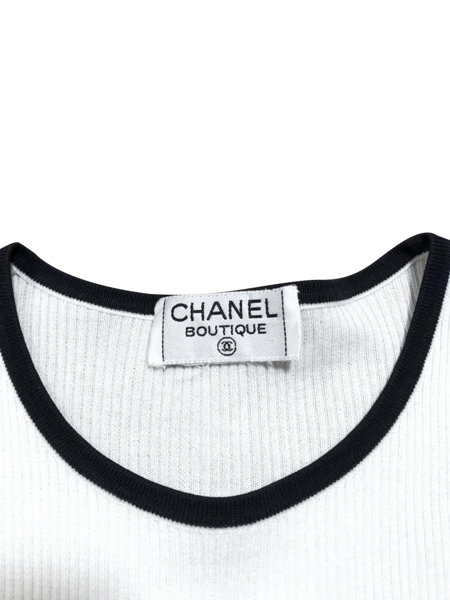 Chanel White Ribbed Knit Shirt