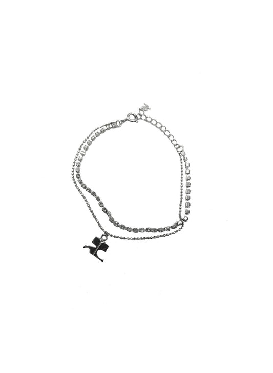 Courrèges 2000s Rhinestone Double Chain Bracelet