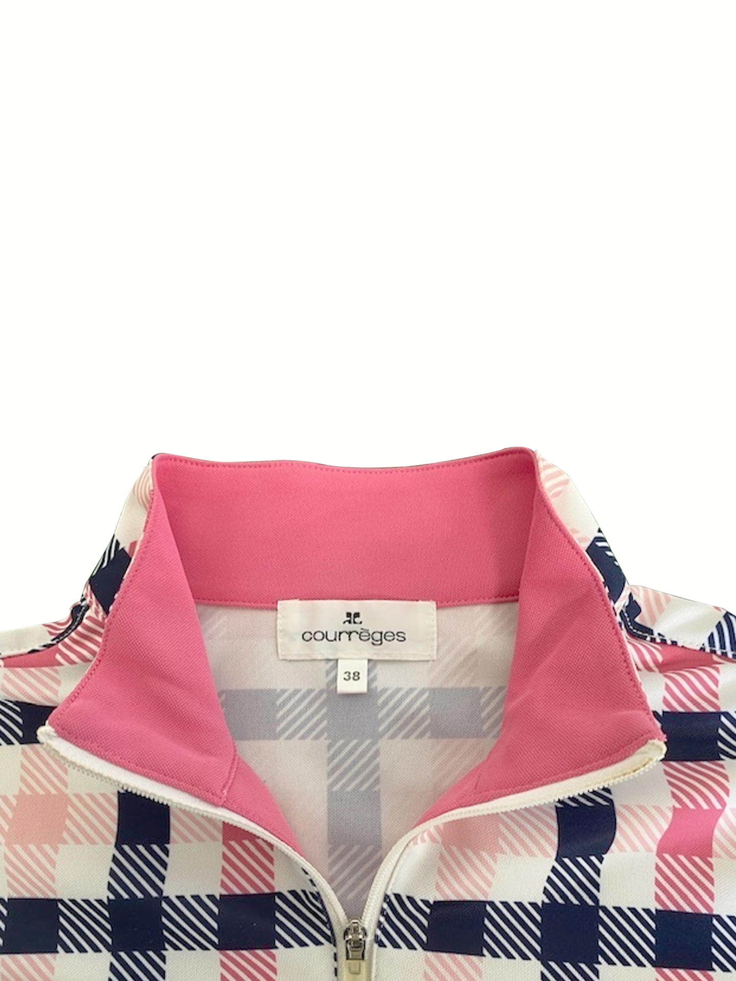 Courrèges 2000s Pink Plaid Zipper Shirt