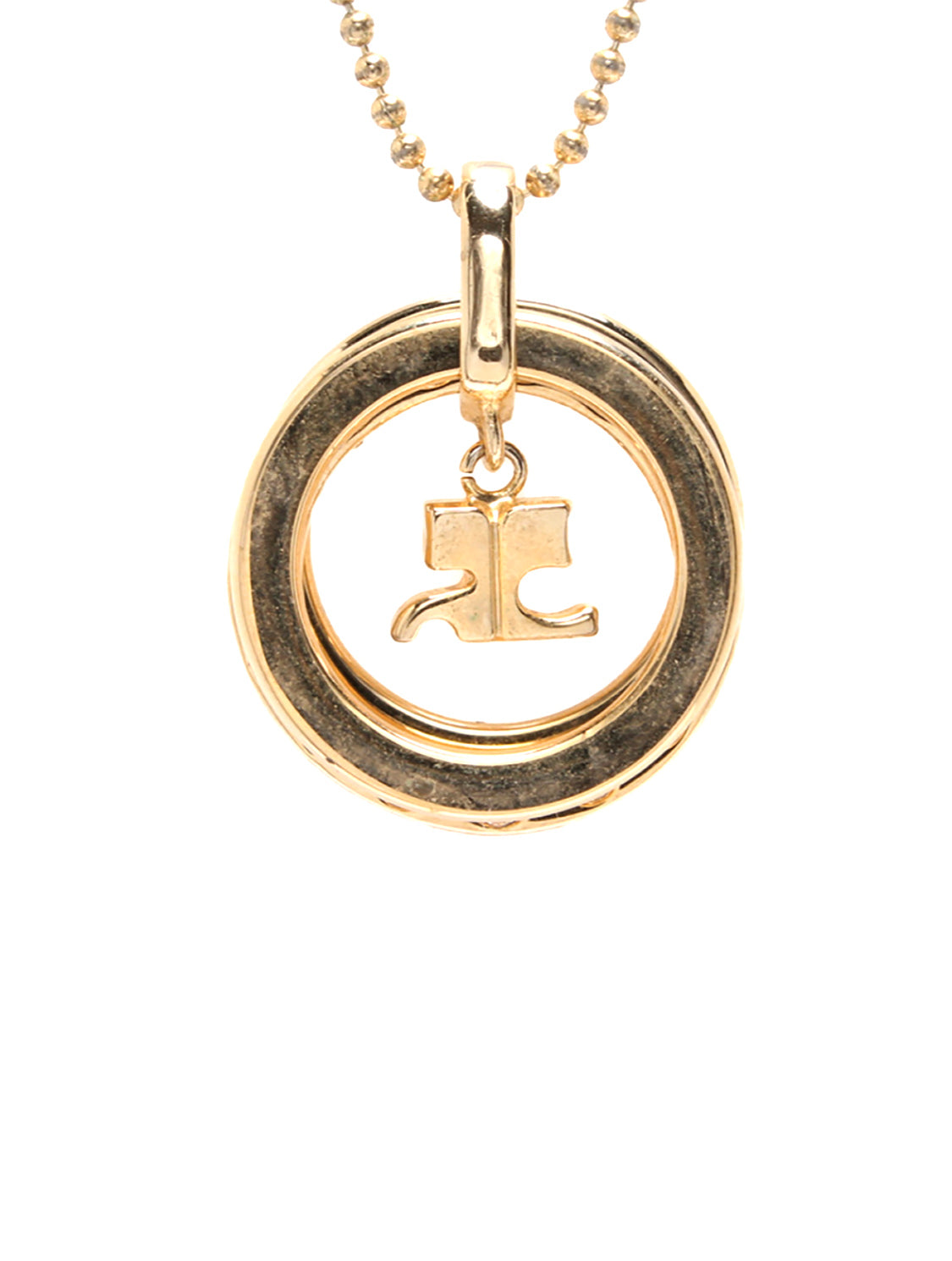Courrèges 2000s Gold Logo Ball Chain Necklace