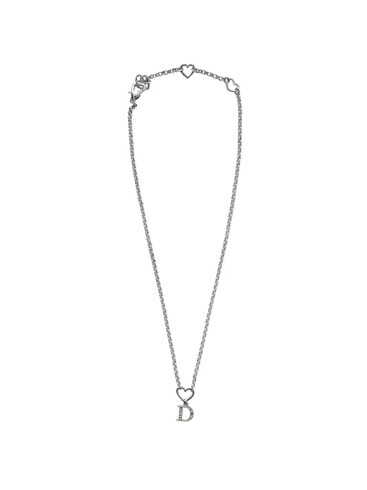 Christian Dior 2000s Silver Heart D Necklace