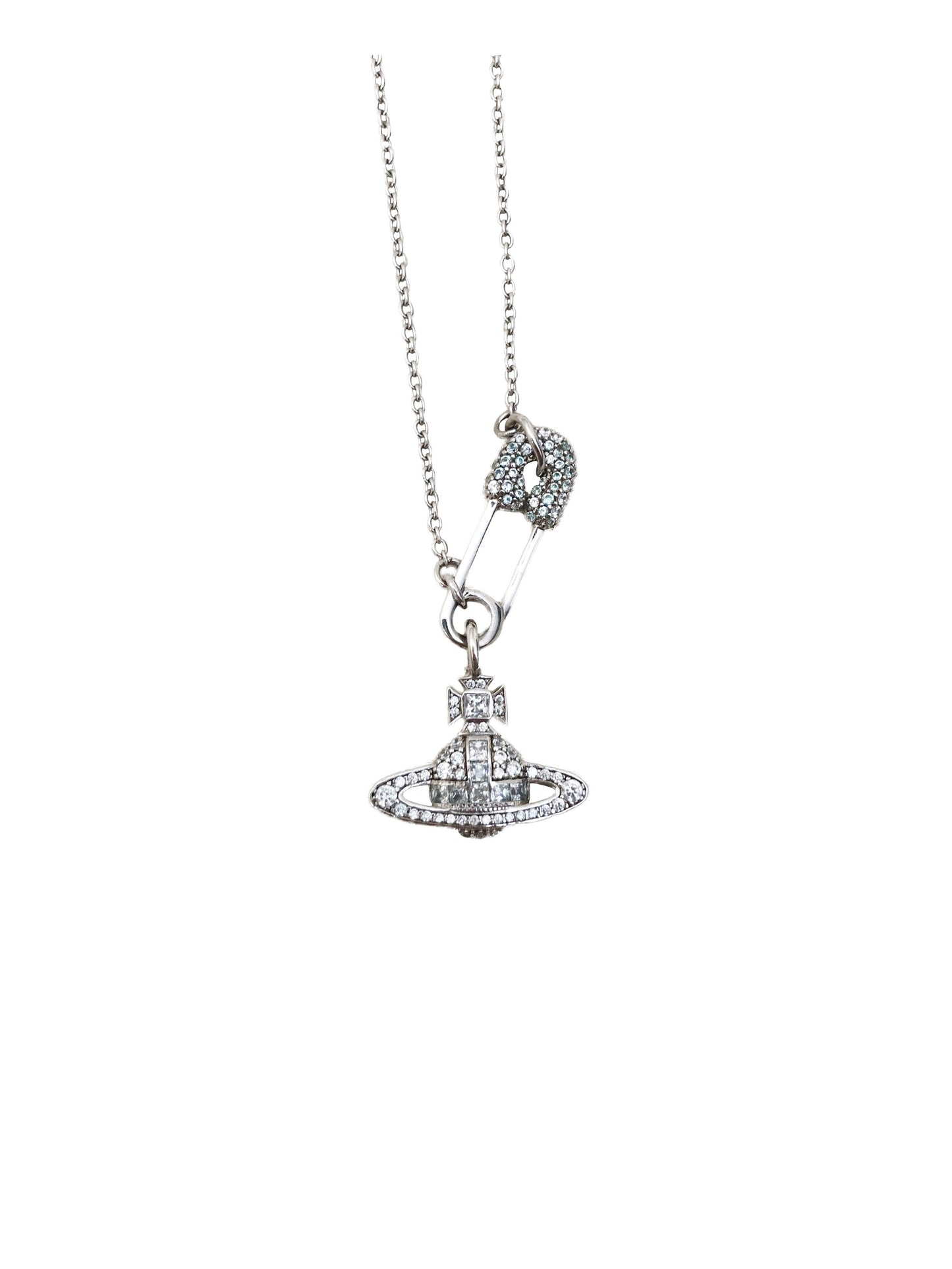 Vivienne Westwood 2000s Iced Safety Pin Necklace