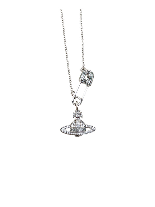 Vivienne Westwood 2000s Iced Safety Pin Necklace