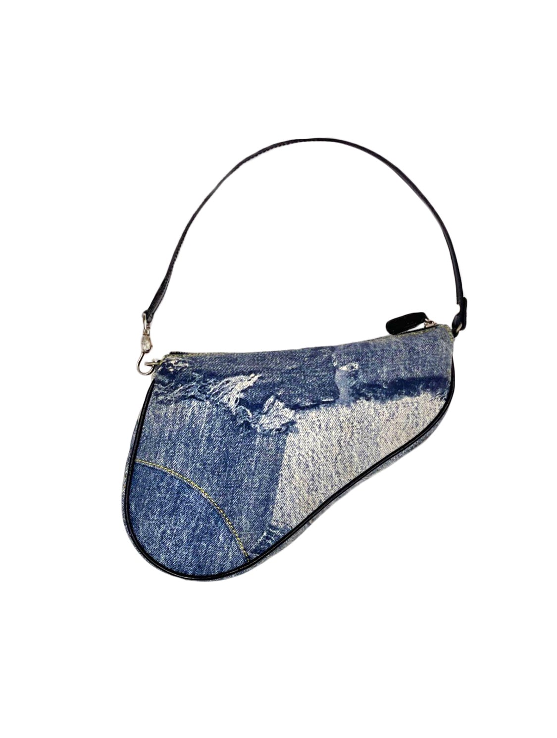 Christian Dior 2000s Denim Patchwork Saddle Bag