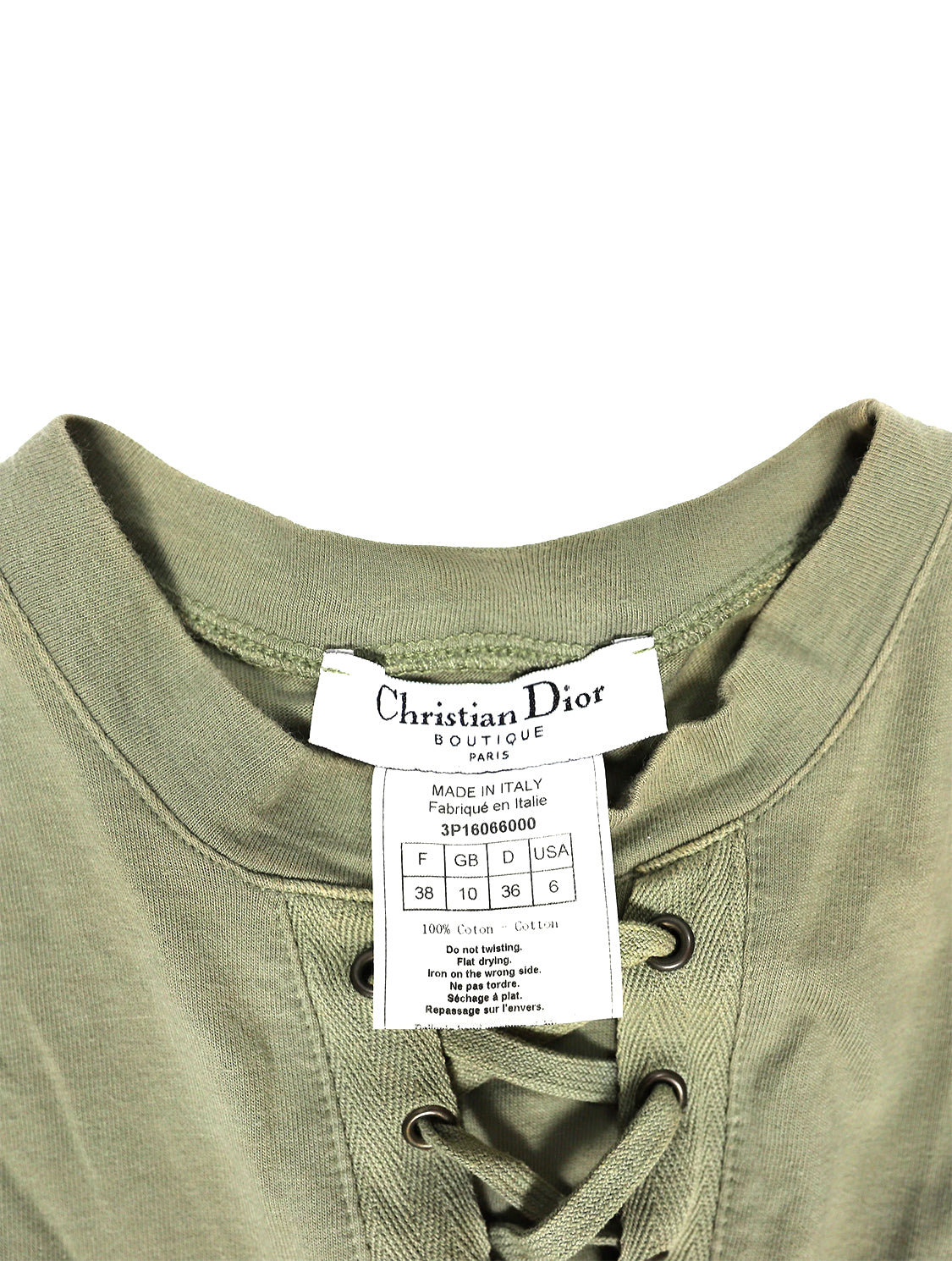 Christian Dior S/S 2003 Green Lace-Up Dress