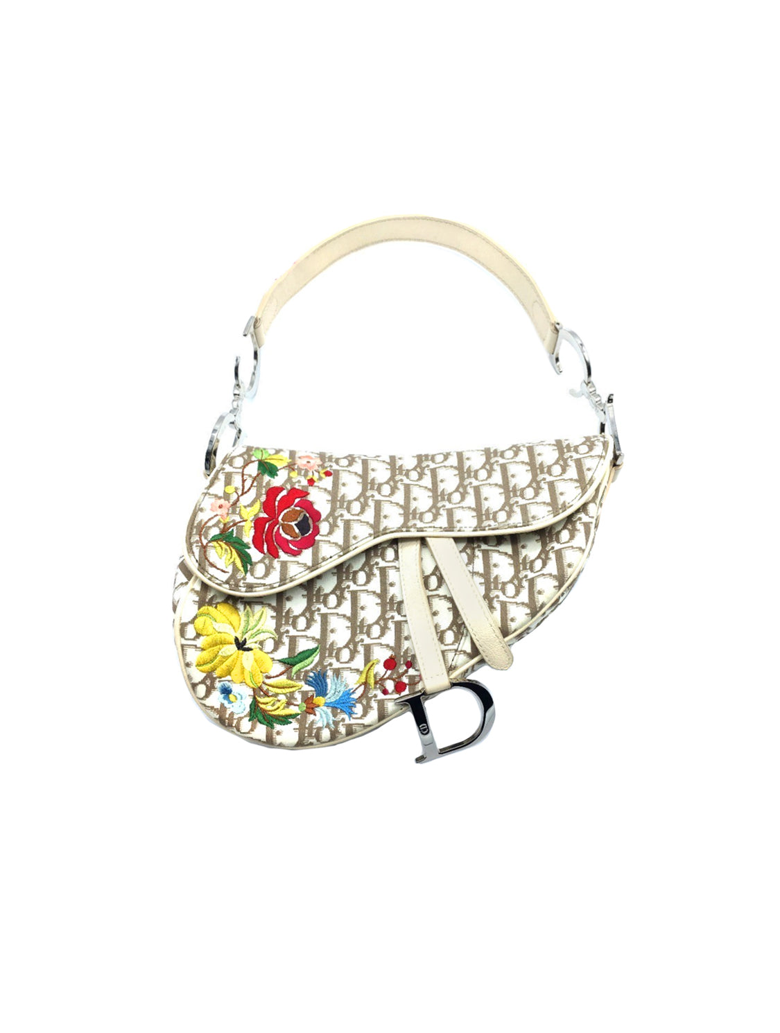 Christian Dior 2000s Cream Monogram Floral Saddle