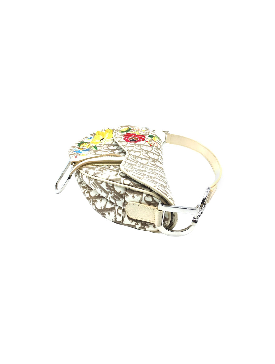 Christian Dior 2000s Cream Monogram Floral Saddle