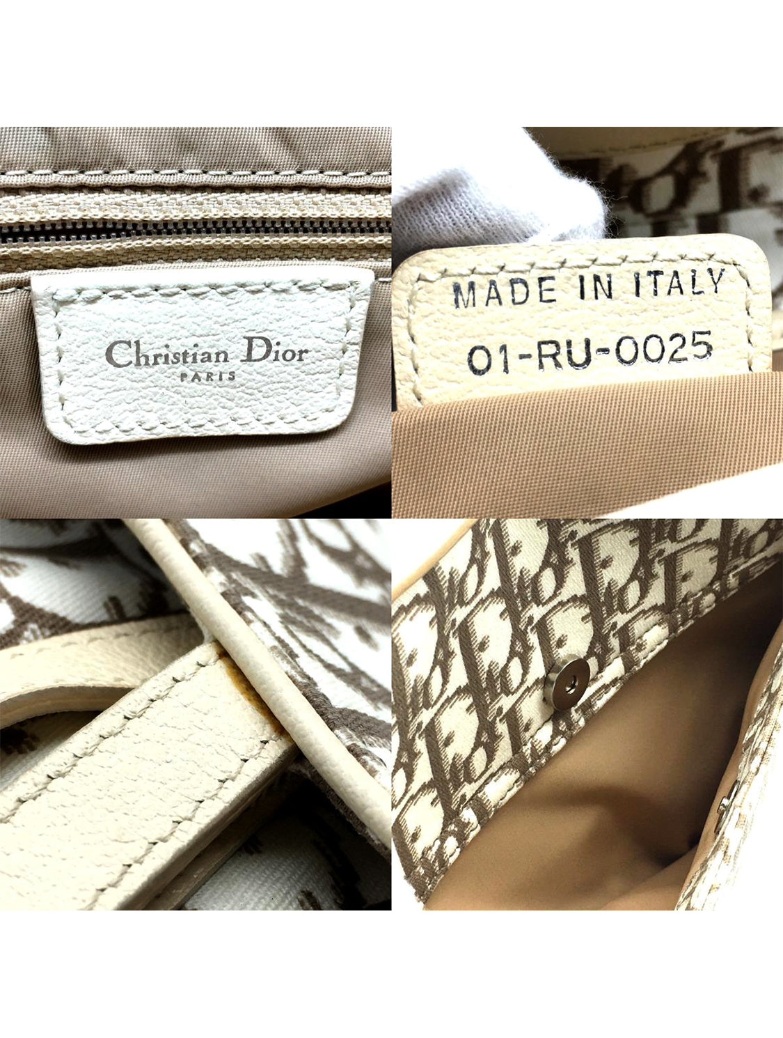 Christian Dior 2000s Cream Monogram Floral Saddle