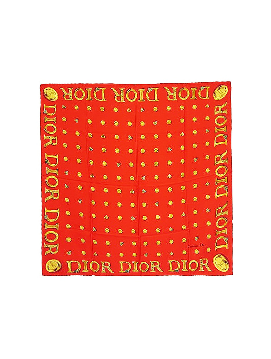Christian Dior 2000s Red and Yellow Embellished Print Scarf