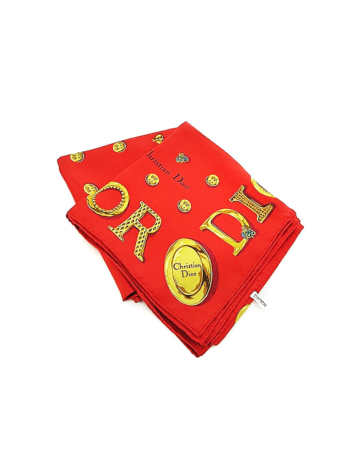 Christian Dior 2000s Red and Yellow Embellished Print Scarf