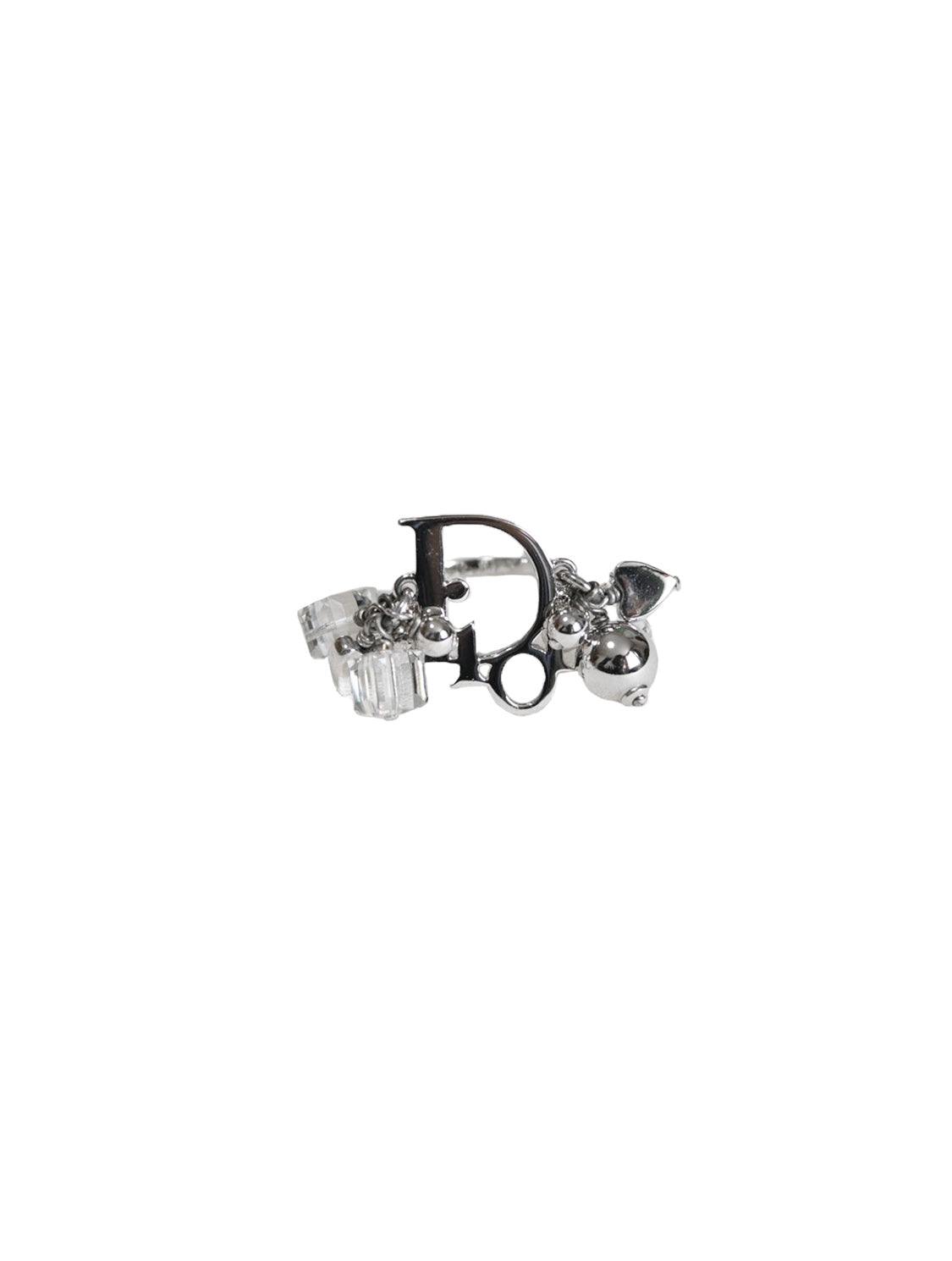 Christian Dior 2000s Silver Oblique Beaded Ring