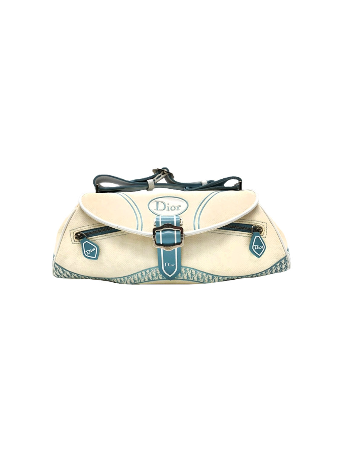 Christian Dior 2000s Rare Canvas Blue Strap Trotter Bag