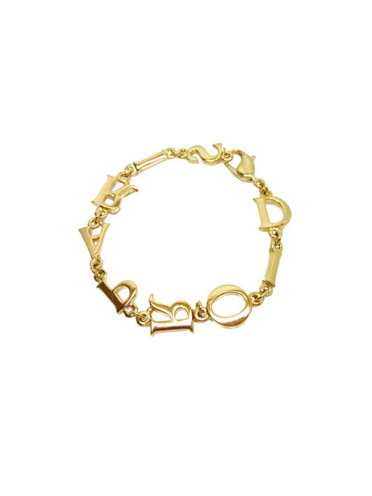 Christian Dior 2000s Gold Large Letters Bracelet