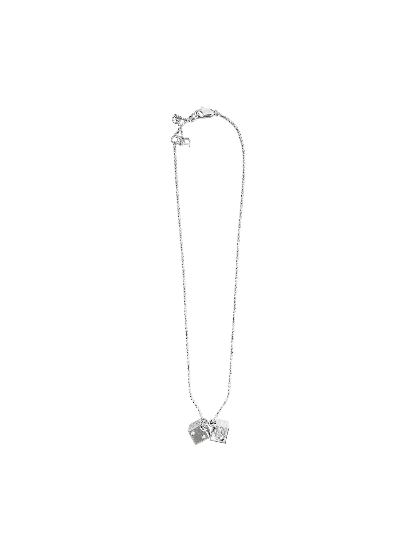 Christian Dior 2000s Large Silver Dice Charm Necklace