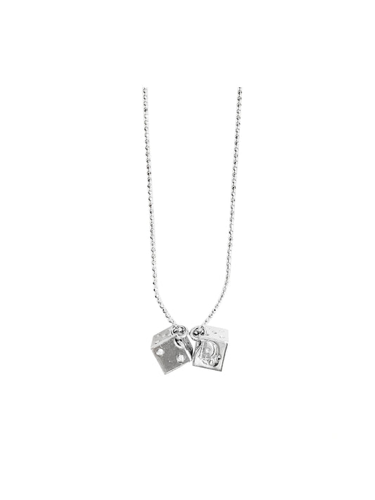 Christian Dior 2000s Large Silver Dice Charm Necklace