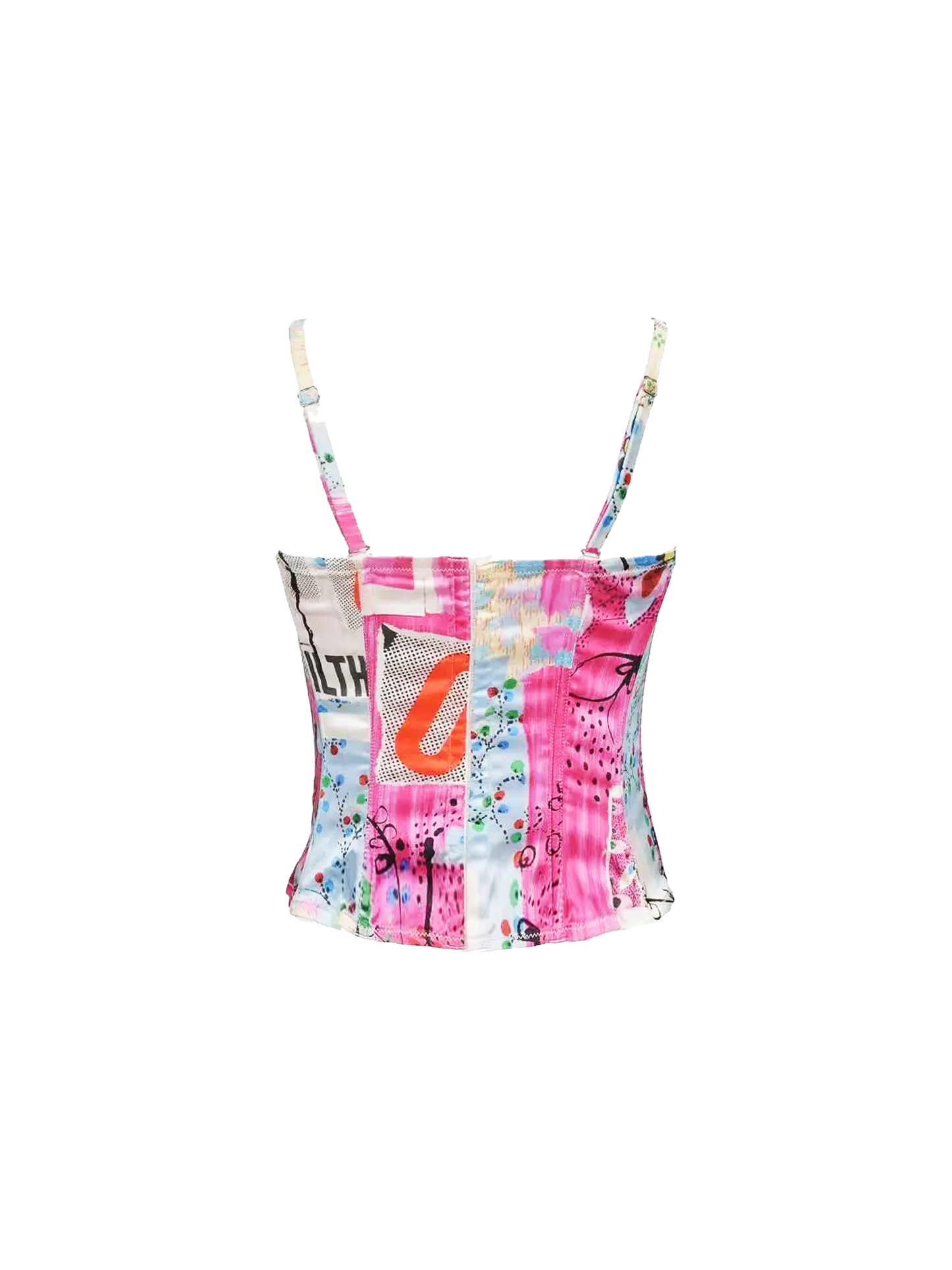 Christian Dior 2003 Filth Print Silk & Lace Bustier