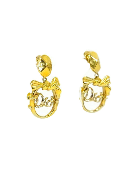 Christian Dior 2000s Gold Wreath Drop Earrings
