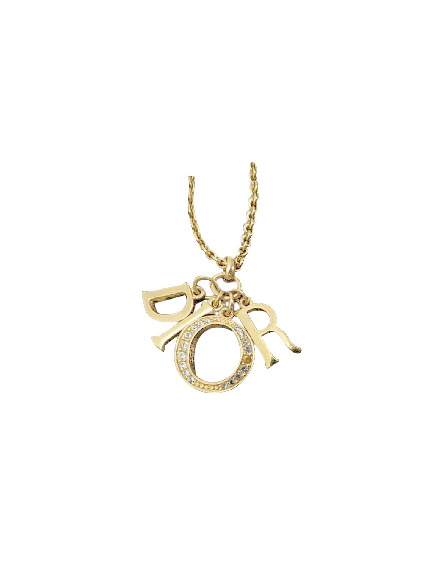 Christian Dior 2000s Gold Spell Out Necklace