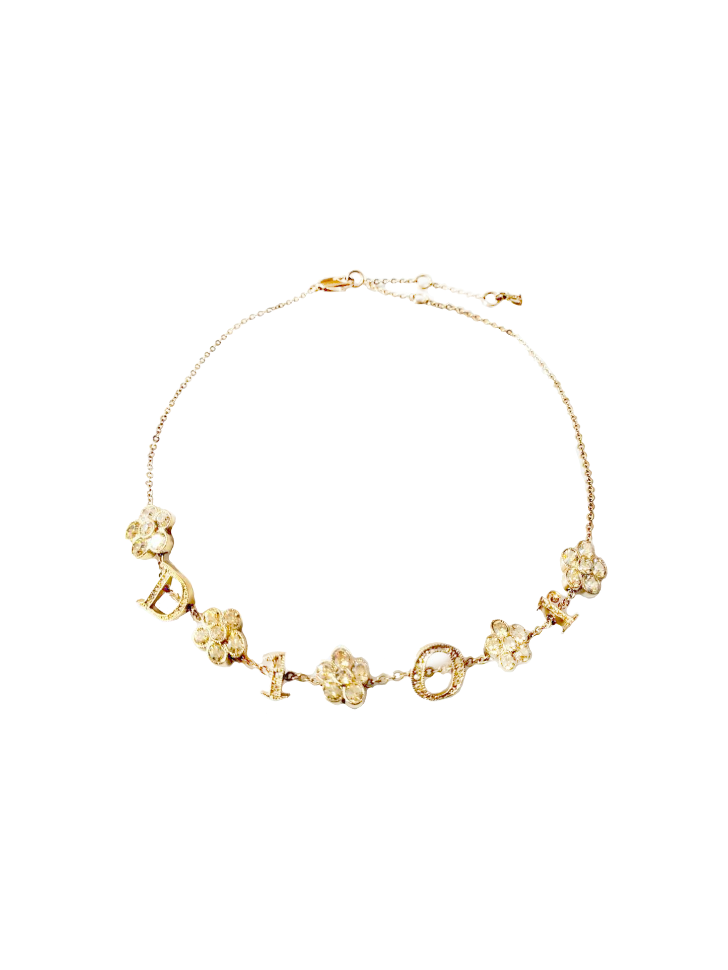 Christian Dior 2000s Gold Flower Logo Necklace