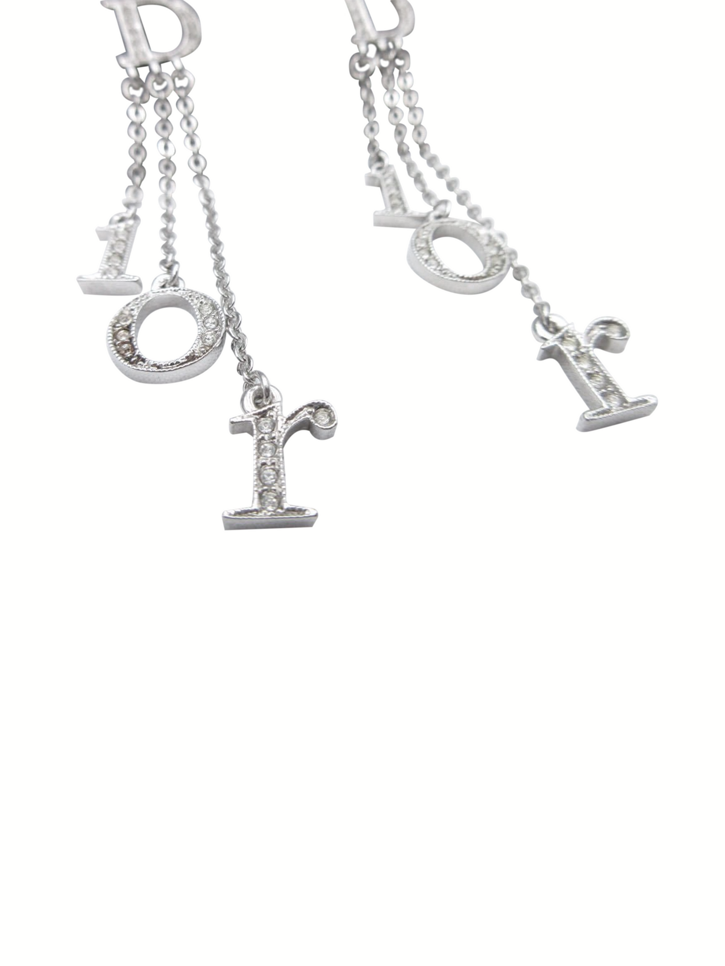 Christian Dior 2000s Silver Rhinestone Dangle Earrings