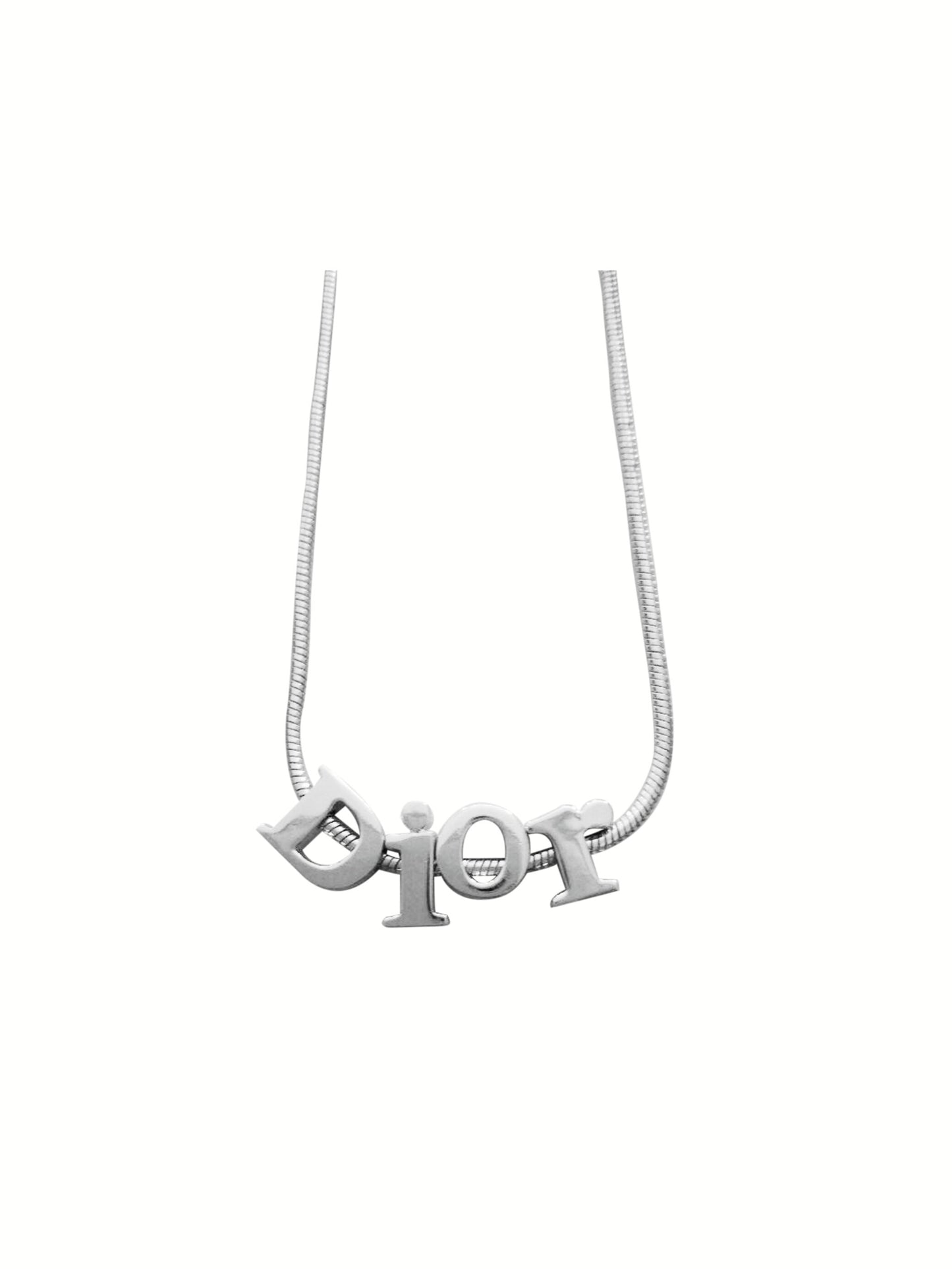 Christian Dior Silver Spell Out Necklace