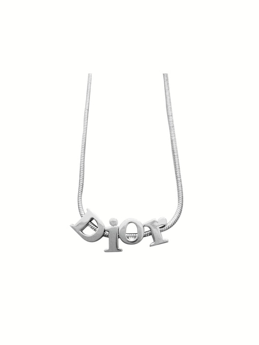 Christian Dior Silver Spell Out Necklace