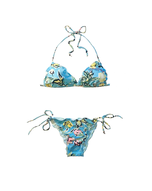 Blumarine 2000s Blugirl Floral Rhinestone Logo Bikini