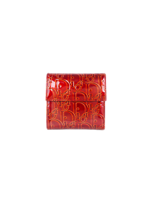 Christian Dior 2000s Red Vinyl Monogram Wallet