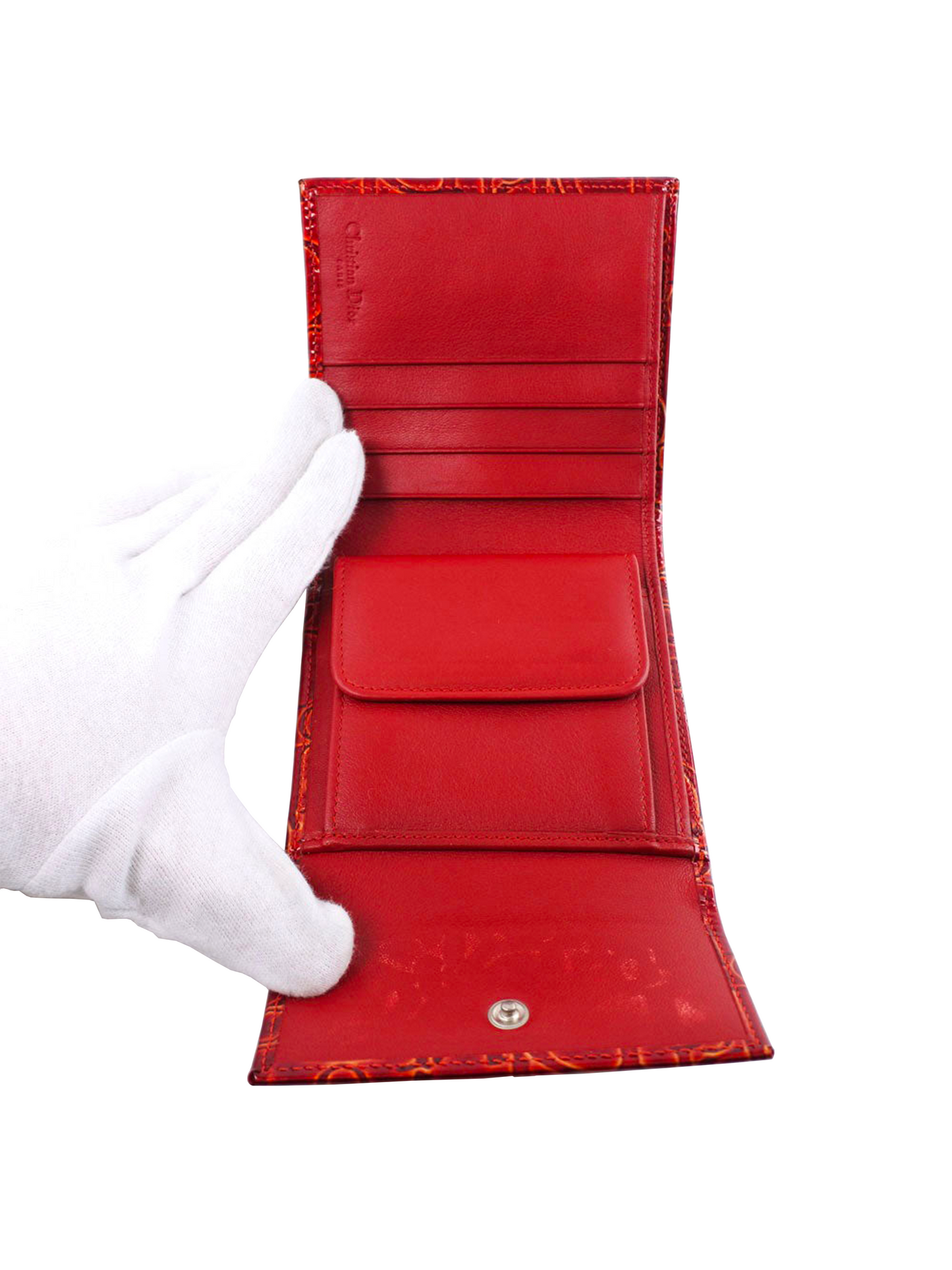 Christian Dior 2000s Red Vinyl Monogram Wallet