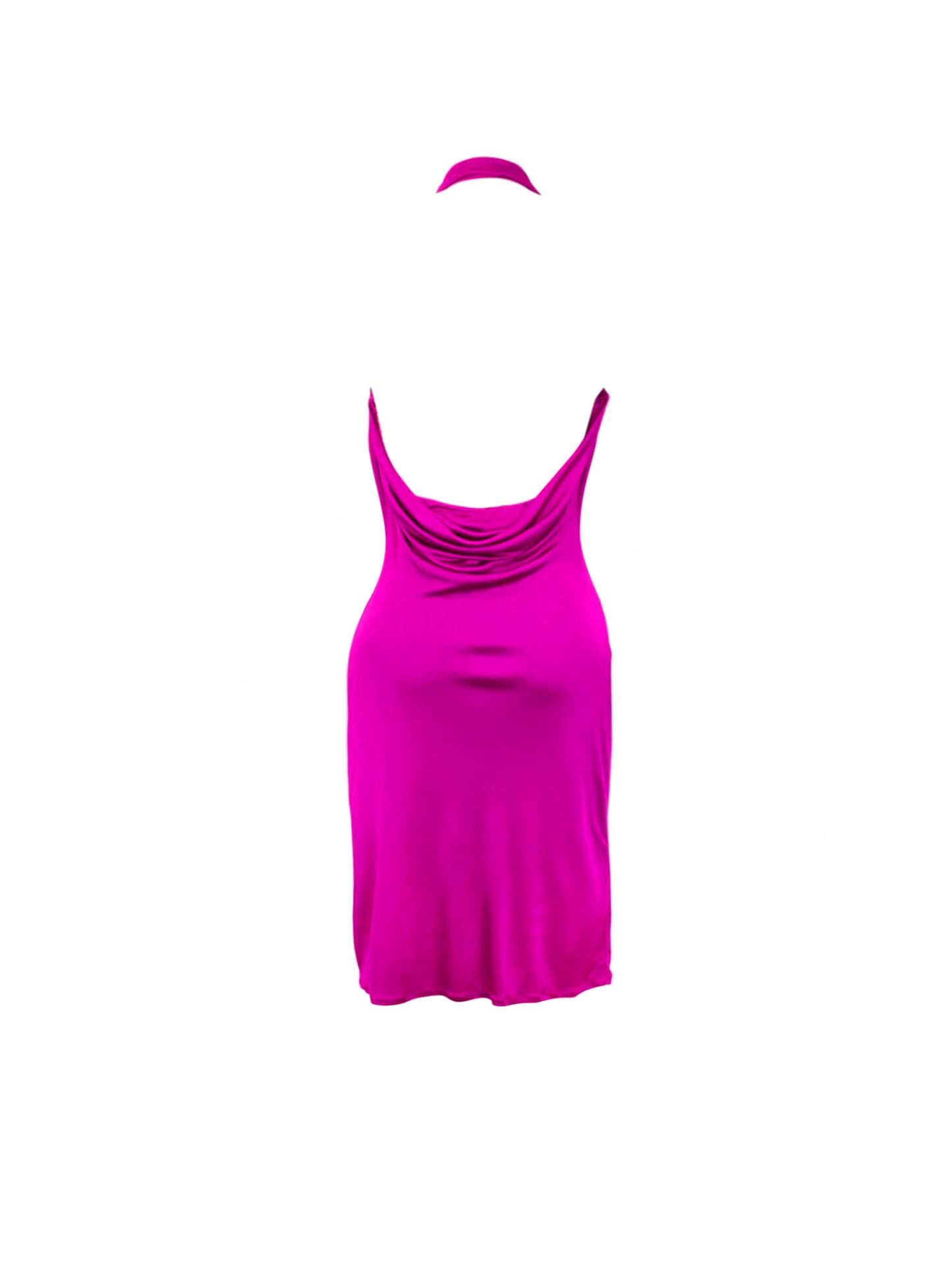 Roberto Cavalli 2000s Draped Magenta Halter Dress