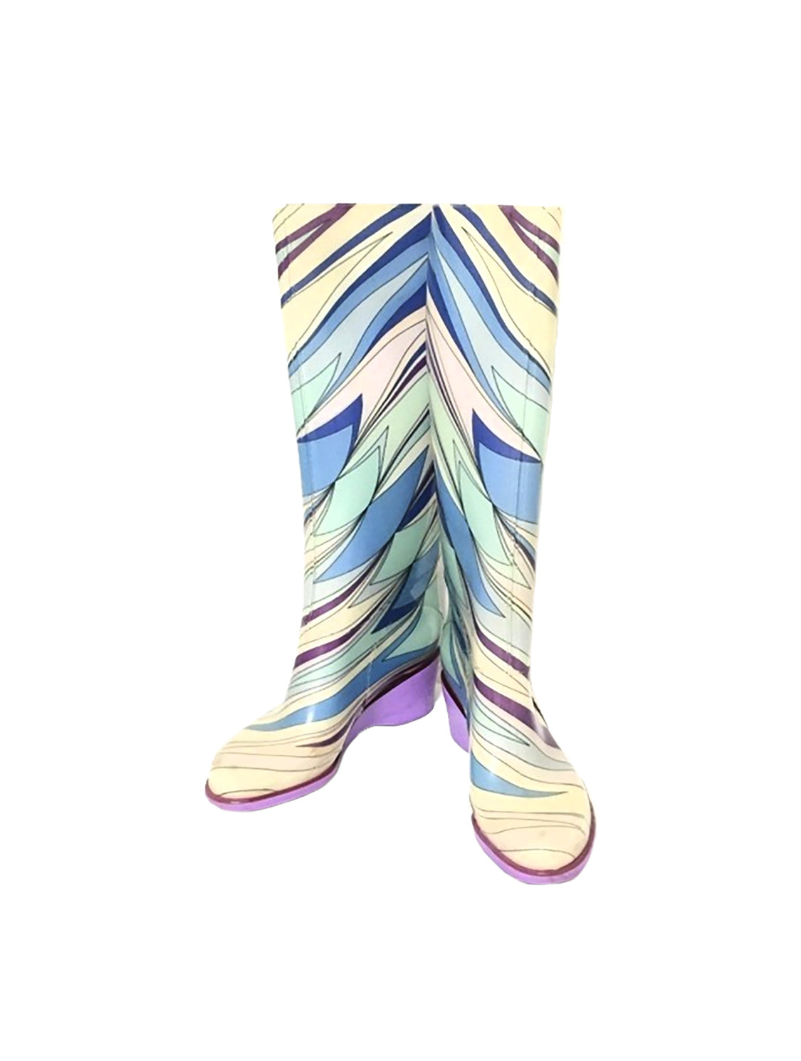 Emilio Pucci Blue and Purple Heeled Rain Boots
