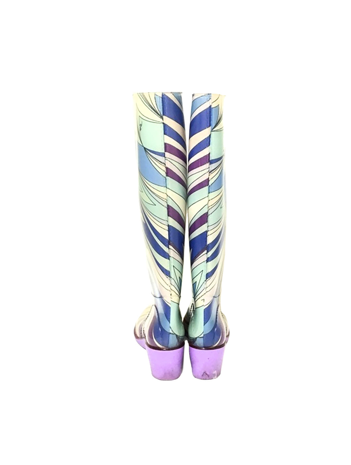 Emilio Pucci Blue and Purple Heeled Rain Boots