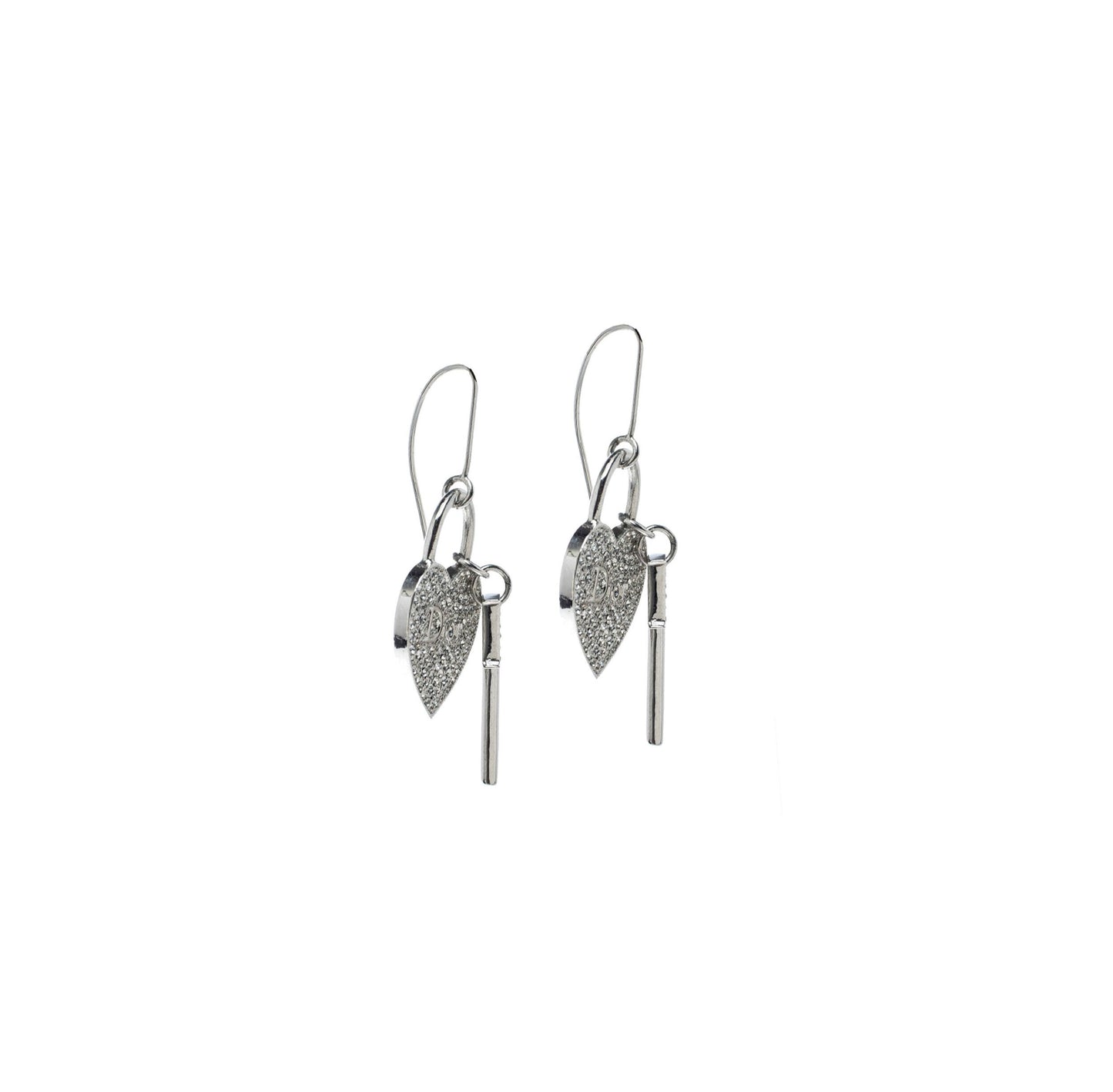Christian Dior 2000s Lock and Key Rhinestone Earrings