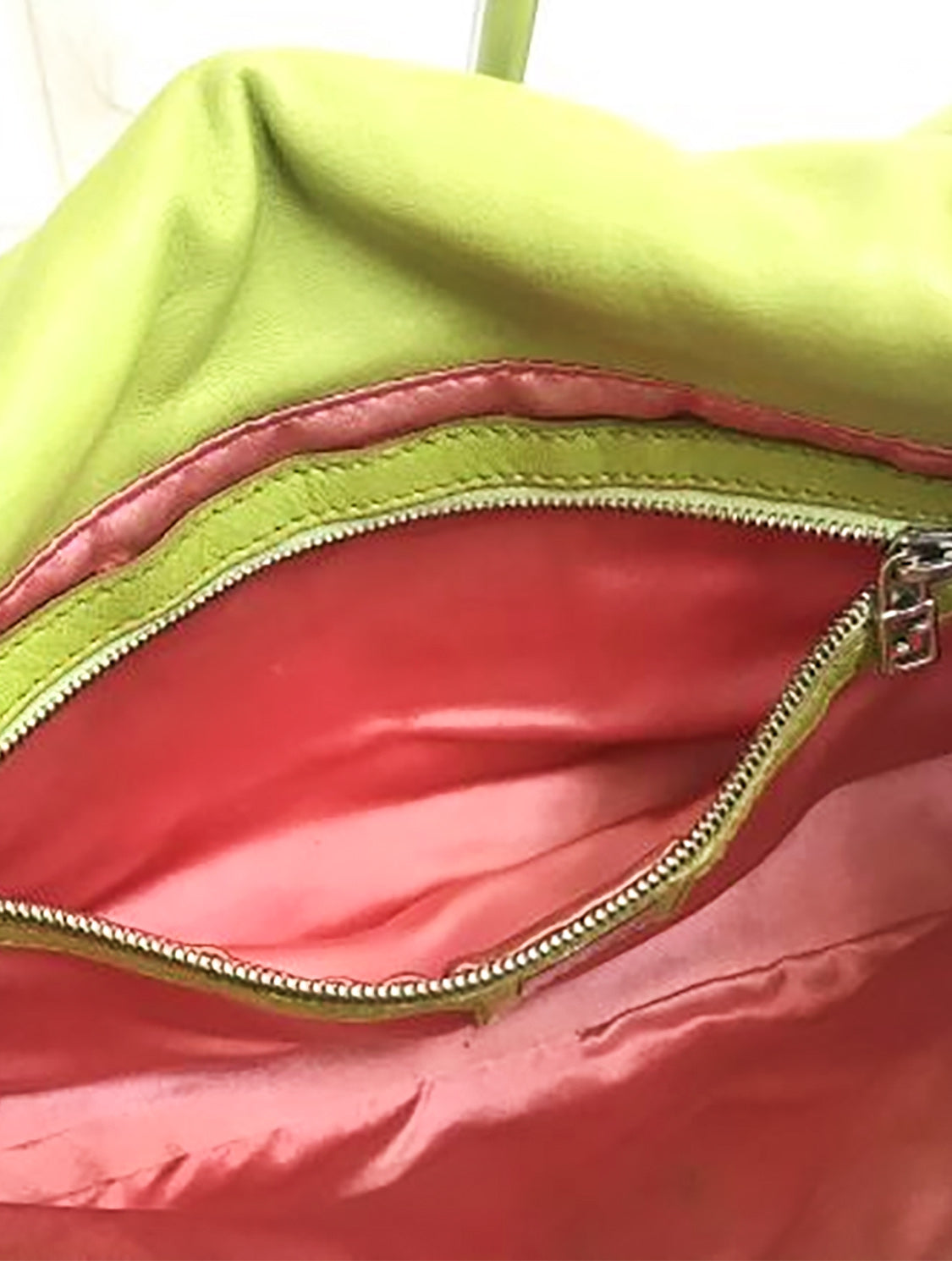 Fendi 2000s Green and Pink Leather Baguette