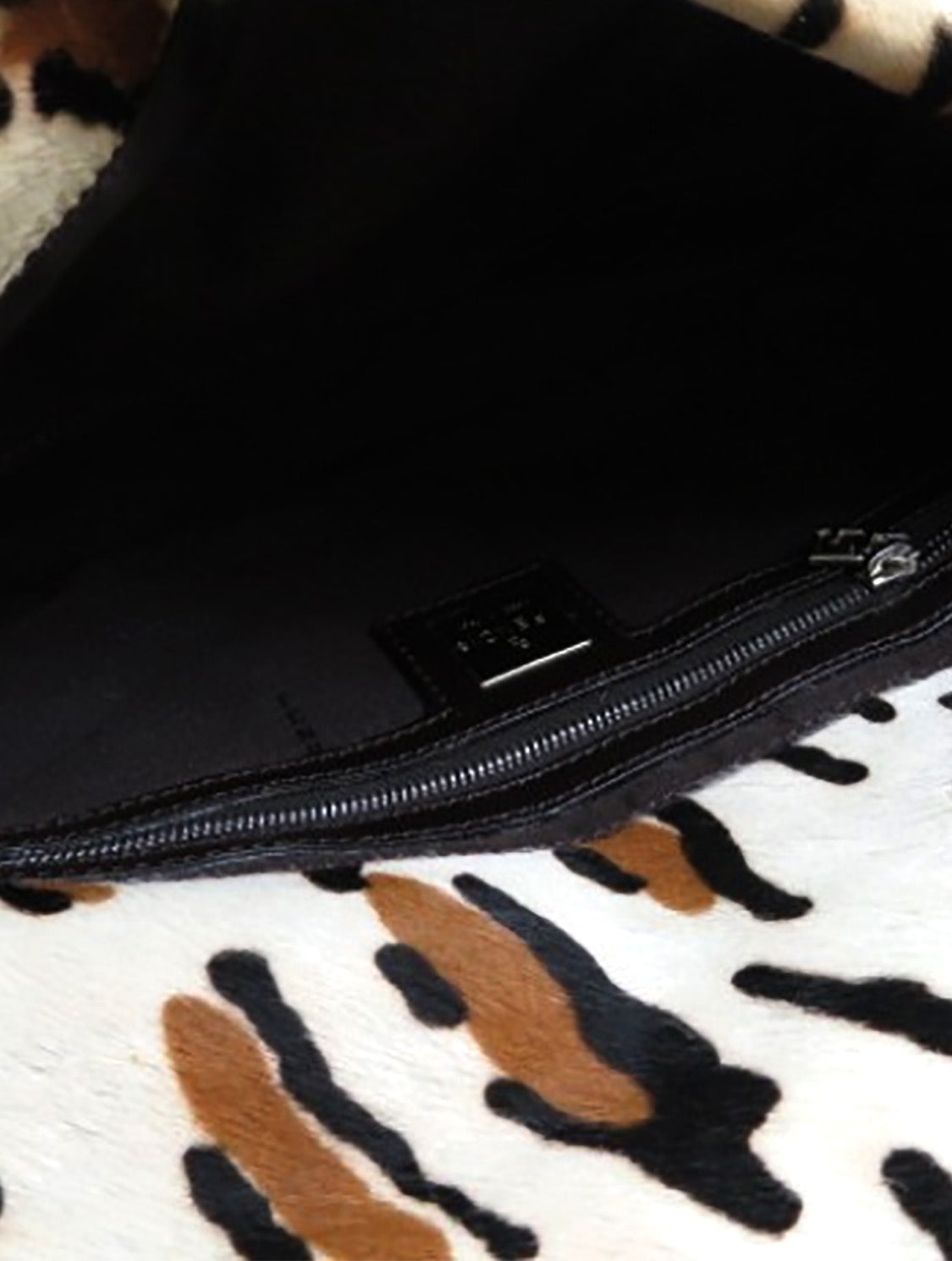 Fendi 2000s Off White Leopard Print Pony Hair Baguette