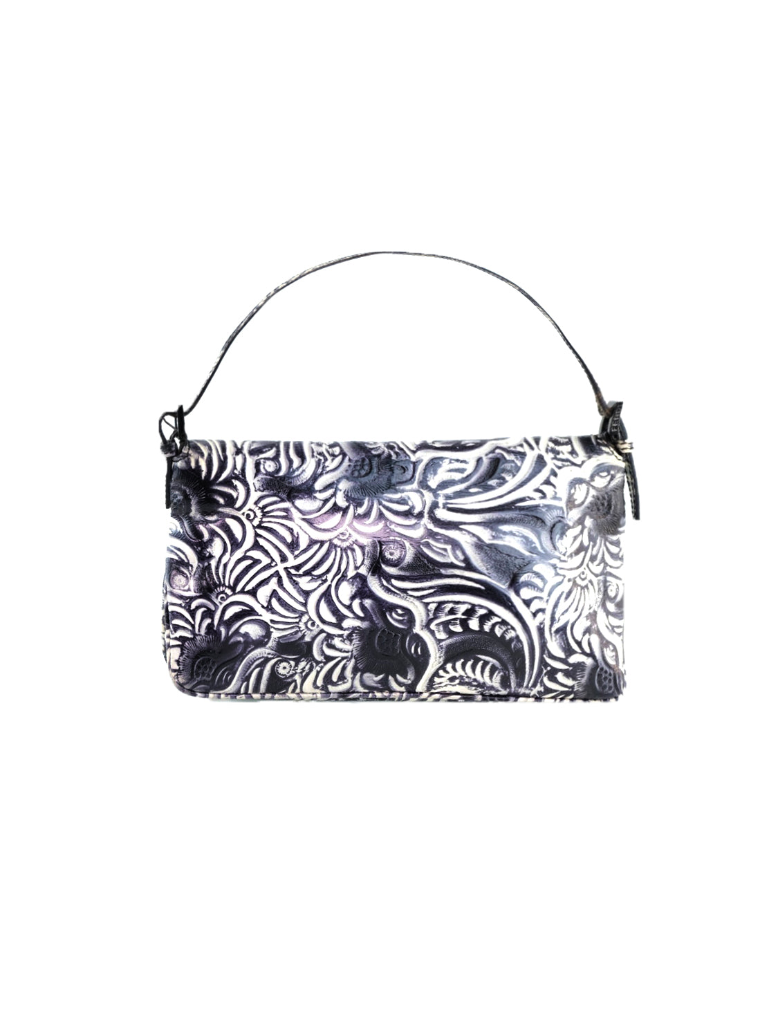 Fendi 2000s Rare Dark Purple Swirl Print Baguette