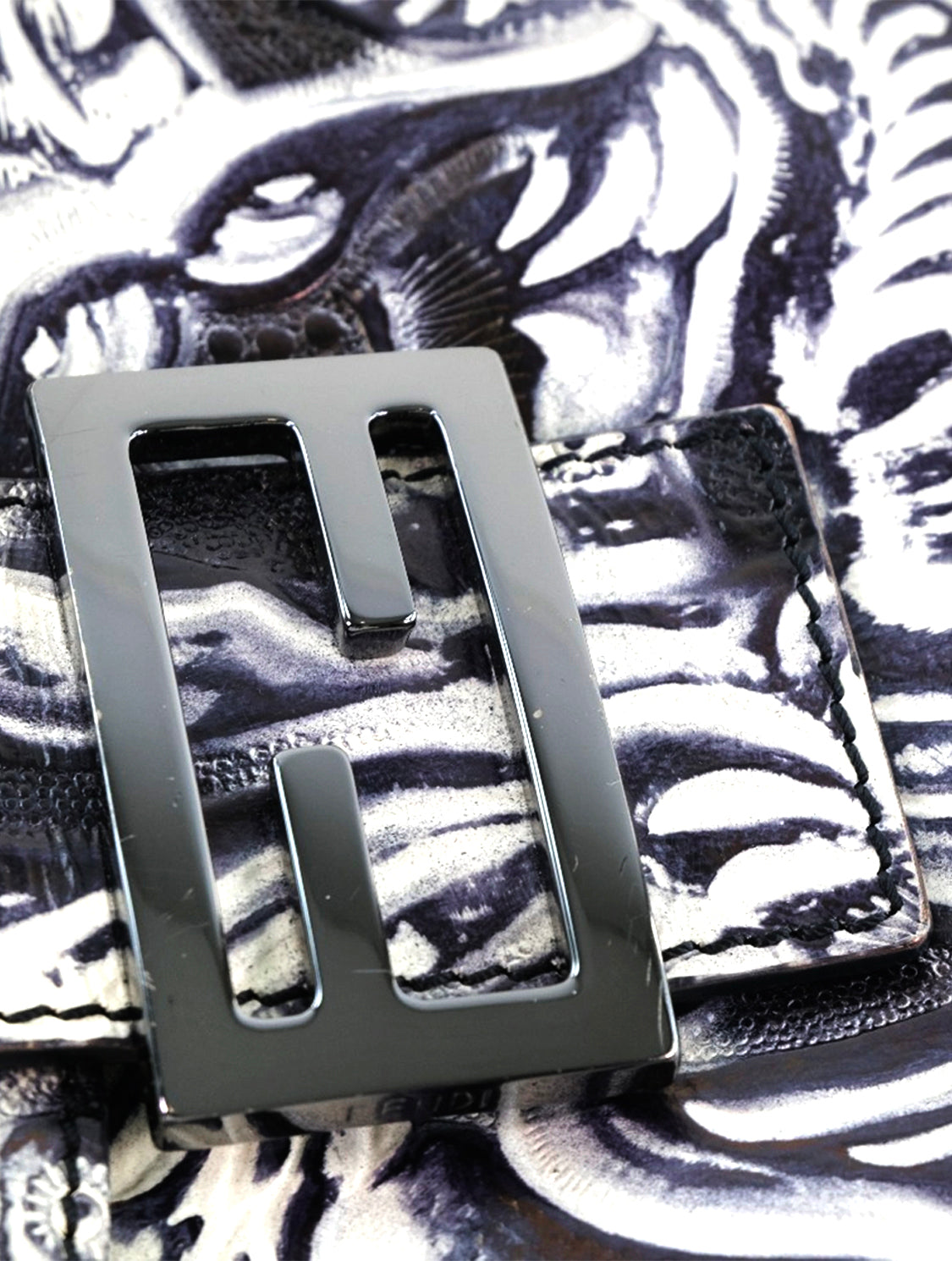 Fendi 2000s Rare Dark Purple Swirl Print Baguette