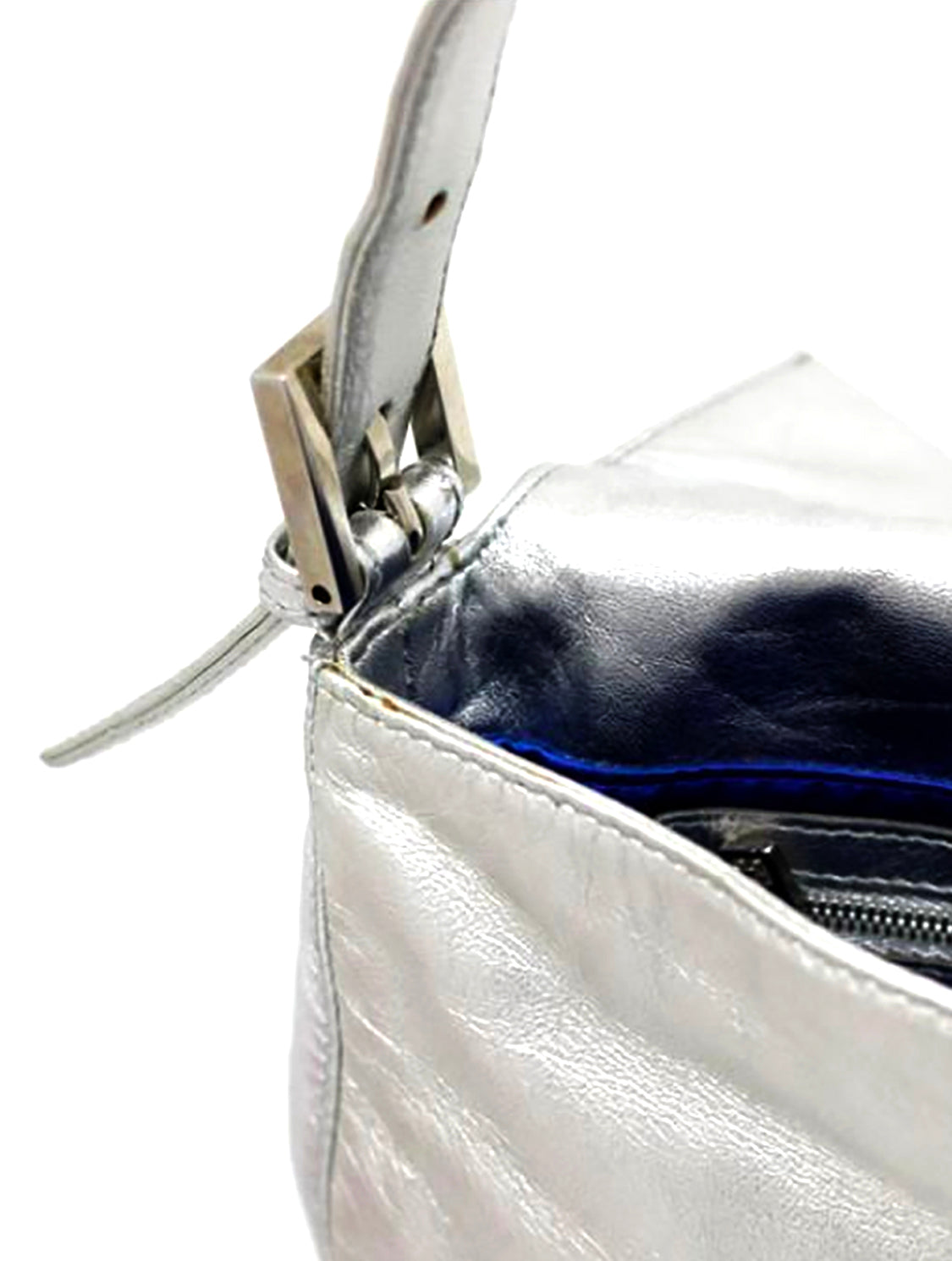 Fendi 2000s Rare Metallic Silver Baguette
