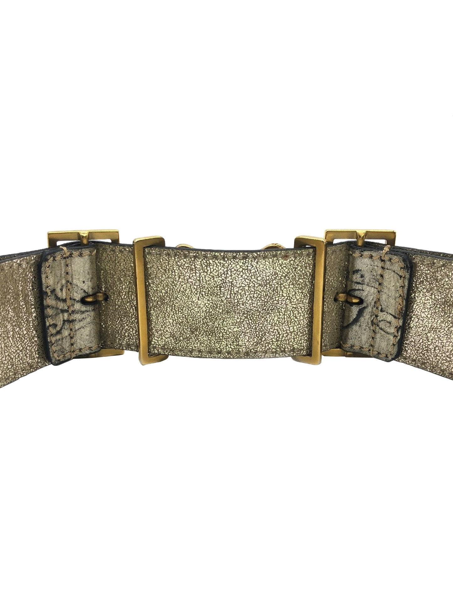 Fendi 2000s Gold Double Buckle Belt