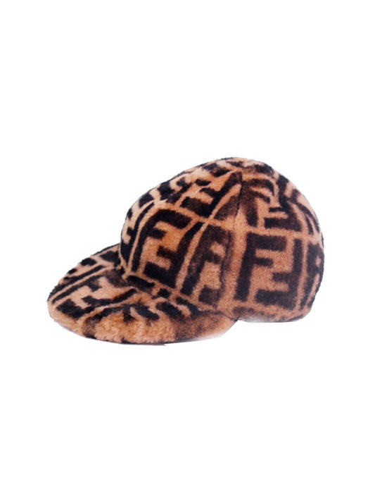 Fendi 2000s Shearling Logo Baseball Cap