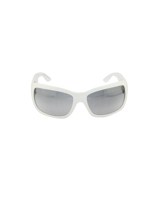 Chanel White Rectangular Silver Sunglasses