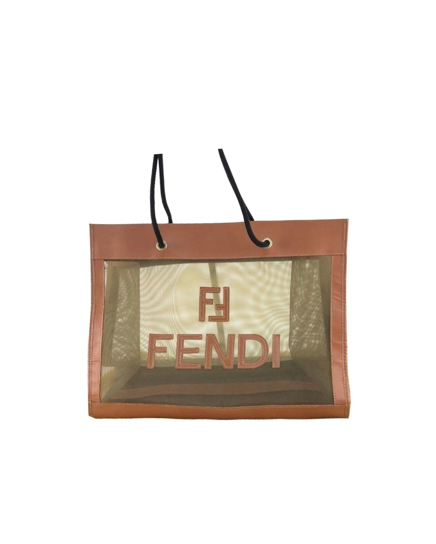 Fendi 2000s Leather Mesh Brown Transparent Tote