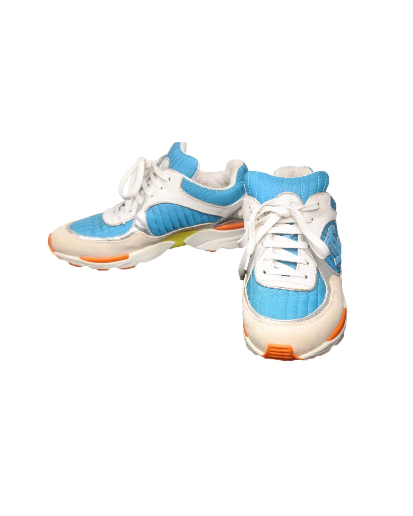 Chanel 2010s Blue Stitched Multicolor Sneakers