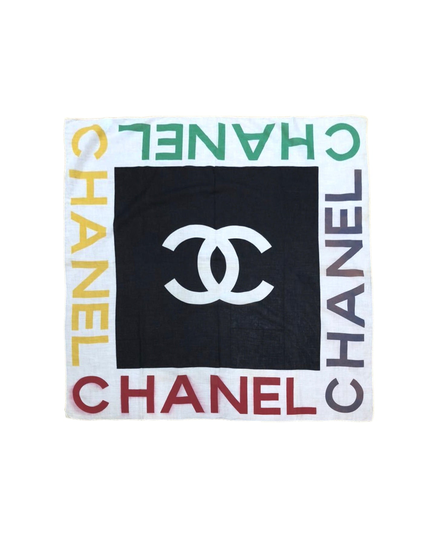 Chanel Multicolor Logo Cotton Scarf
