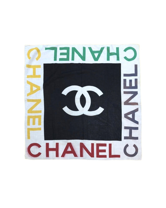 Chanel Multicolor Logo Cotton Scarf