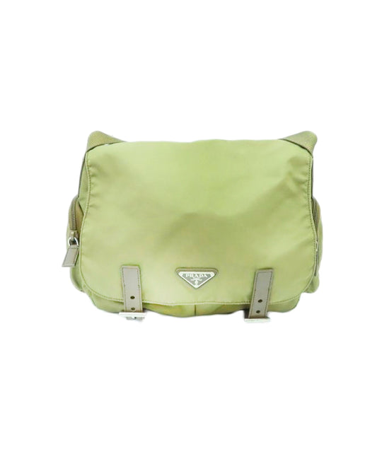 Prada 2000s Green Nylon Double Strap Bag